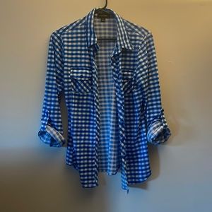 blue and white flannel